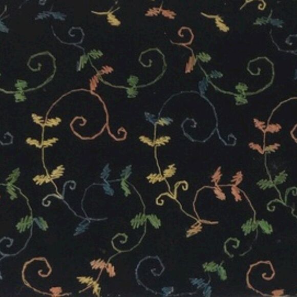 Vintage Black Embroidered Evening Clutch Purse with Kiss Lock Fastener - Picture 6 of 7